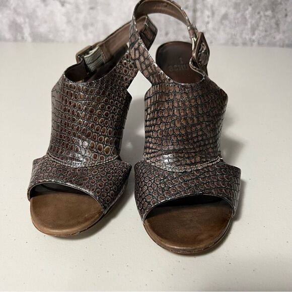 Schutz Croc Embossed Cone Heels Leather - Picture 6 of 11